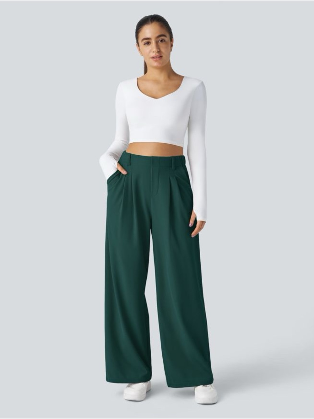 Halara Flex™ High Waisted Pocket Wide Leg Waffle Work Pants